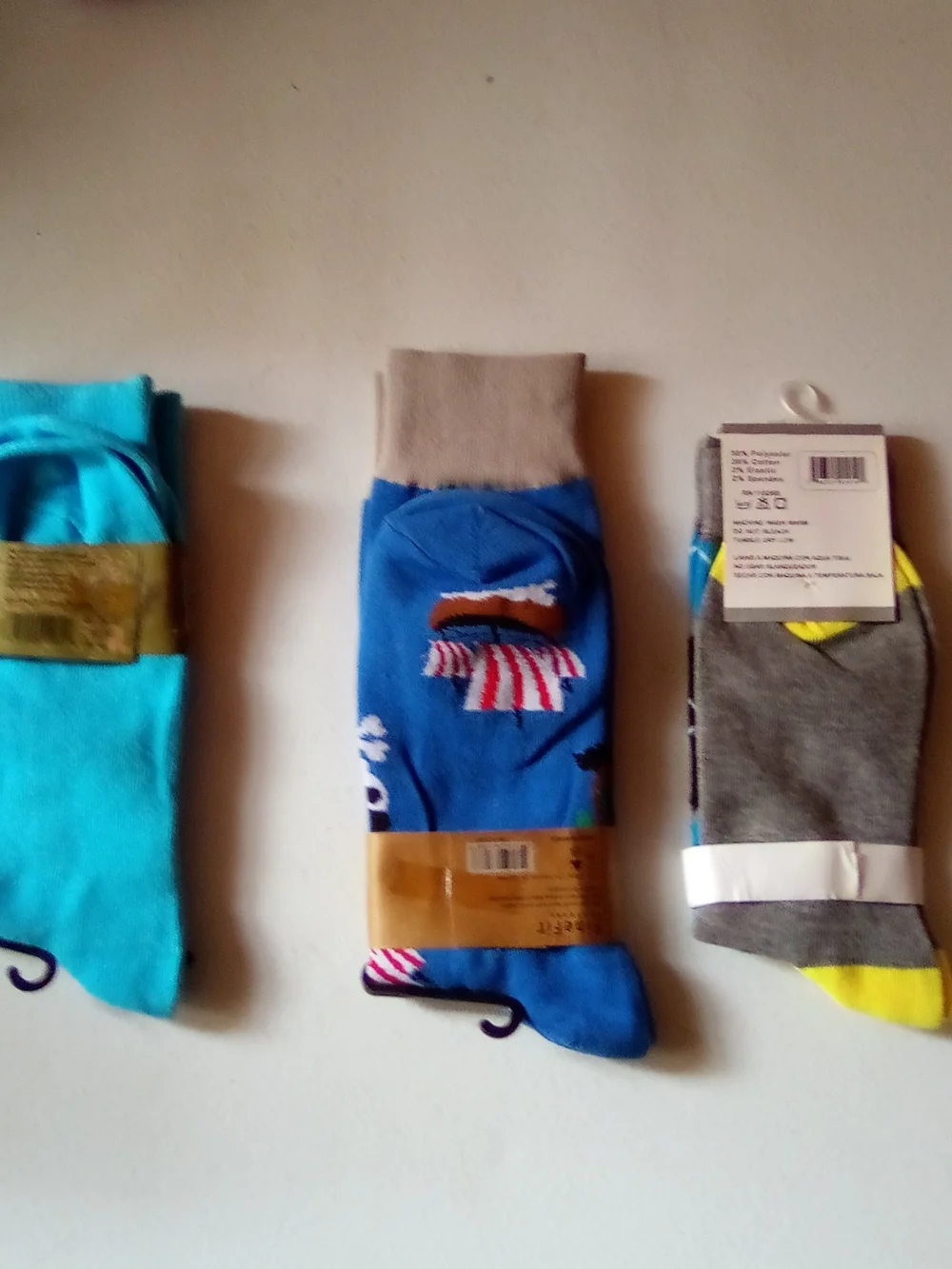 Blue Novelty Crew Socks with Viking Ship Design ( Bag B )